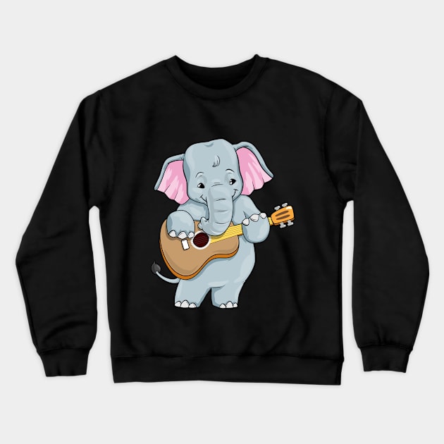 Cute elephant is playing the guitar Crewneck Sweatshirt by Markus Schnabel